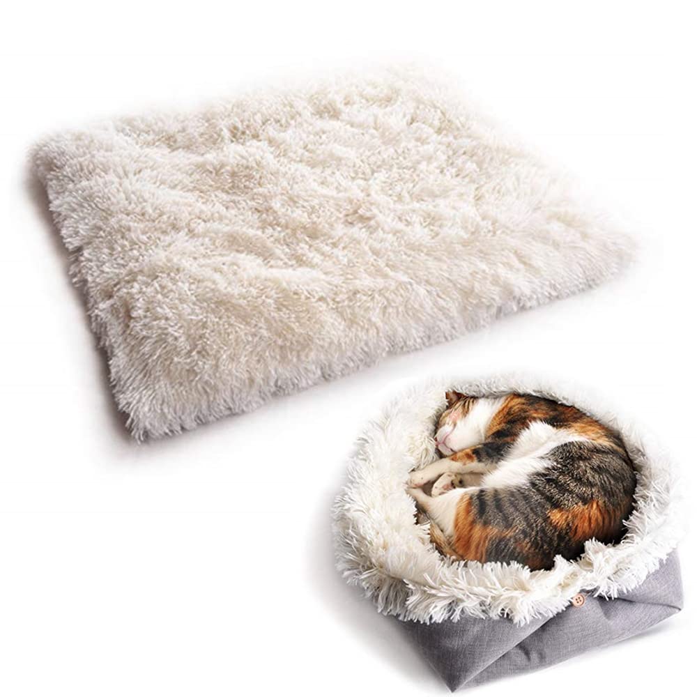 Deautie Pet Bed for Cat Small Dogs, Cat Beds for Cats and Dogs, Foldable Plush Pet Blanket, 2 in 1 Pet Plush Soft Blanket, Washable for indoor and outdoor Kittens, Puppies and Small Animals(White)