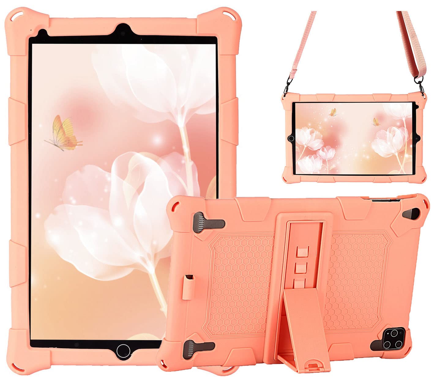 AKNICI DUODUOGO 10/AOYODKG 10.1 Rugged Case with Stand,Shoulder Strap,Slim Heavy Duty Soft Silicone Hard Bumper Shockproof Full Body Protective Case for DUODUOGO 10/AOYODKG 10.1,Pink