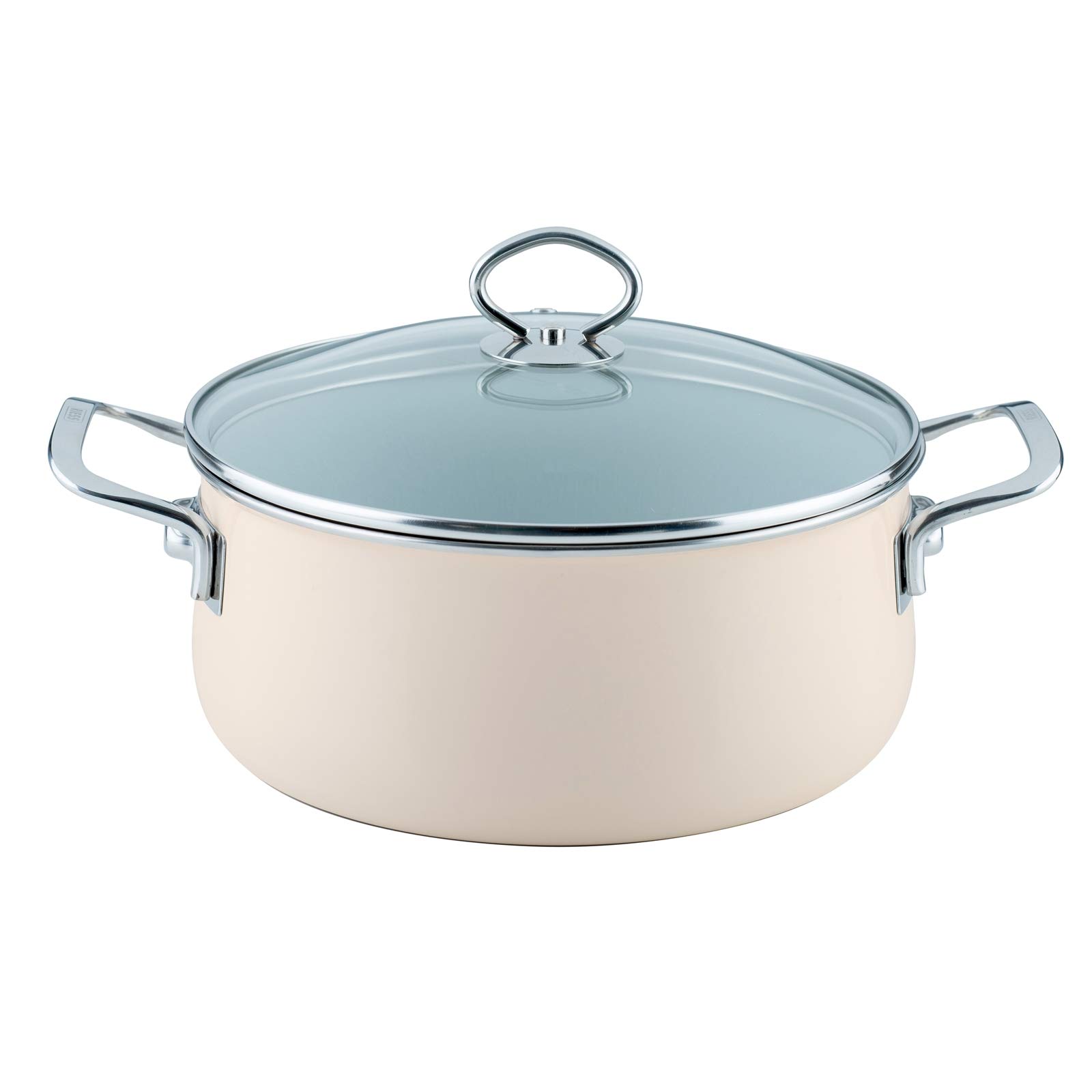 Riess Nouvelle - Avorio Top 3000 Extra Strong Casserole with Glass Lid, Diameter-24 cm Muted