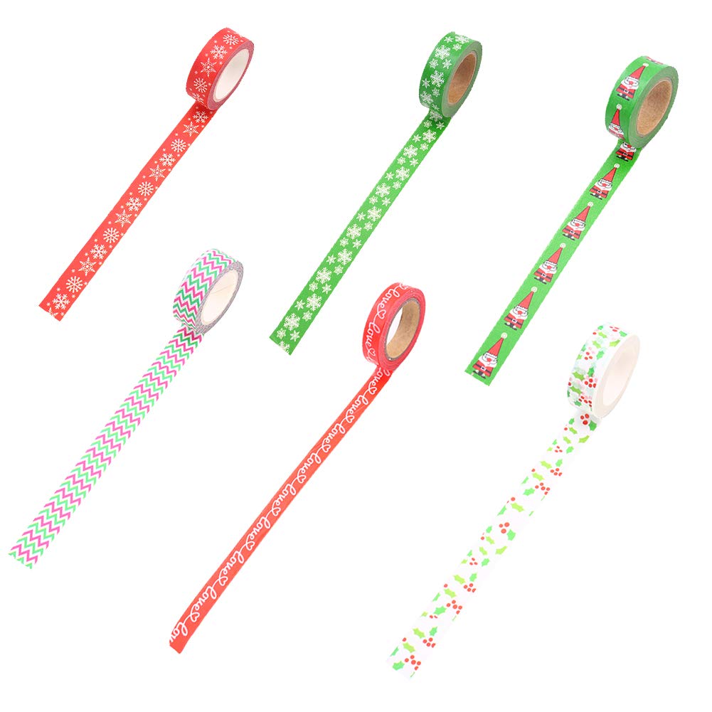 6 Pack Decorative Duct Tape Holiday Christmas Washi Tape Craft Decorative Set Xmas 0.6\