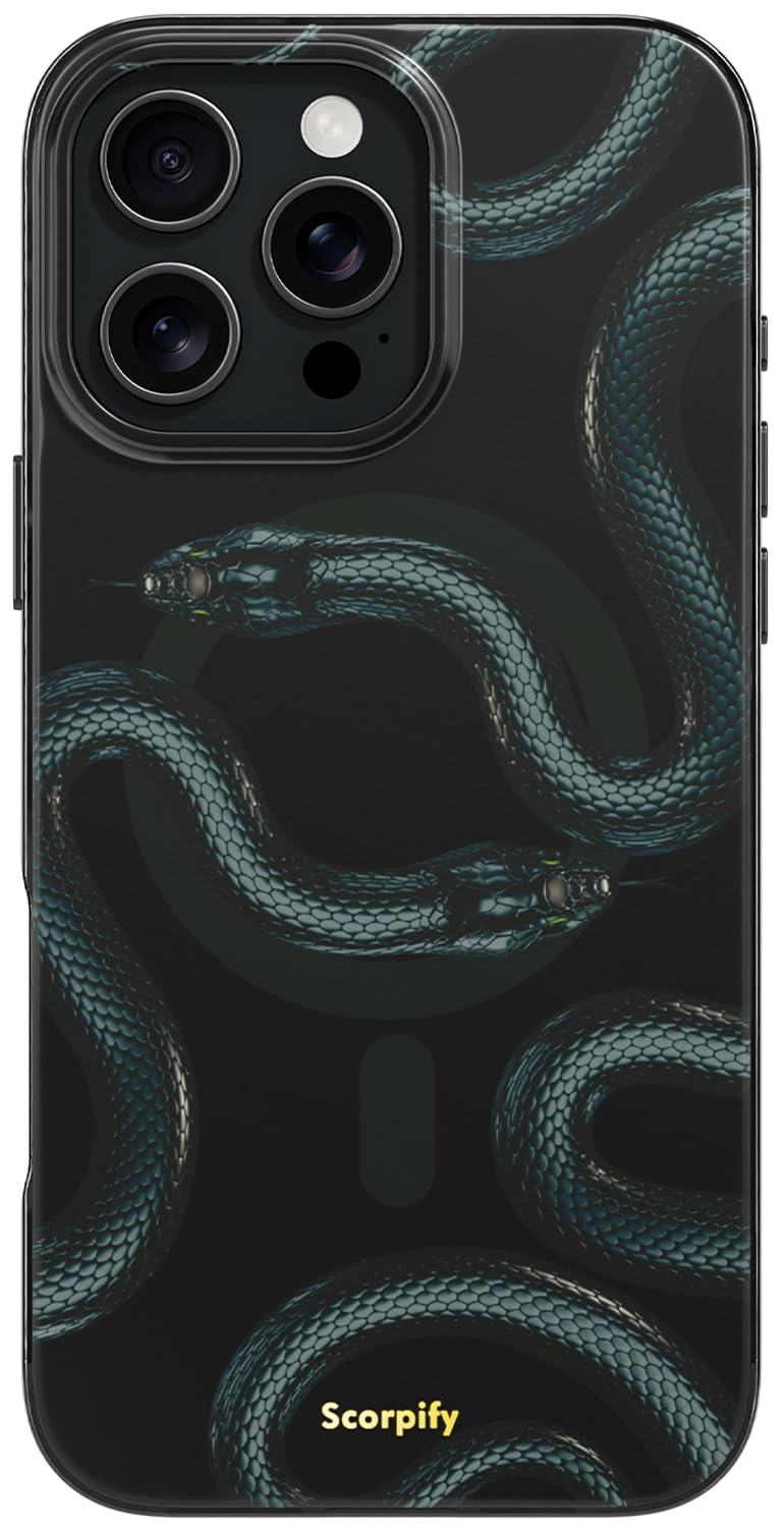 SCORPIFY for iPhone 16 Pro Max Case [Compatible with MagSafe] with Shadow Black Snake Print Design, Cute Magnetic Phone Cover for Women Girls and Men, [10FT MIL-Grade Drop Protection] Slim Bumper — image 1