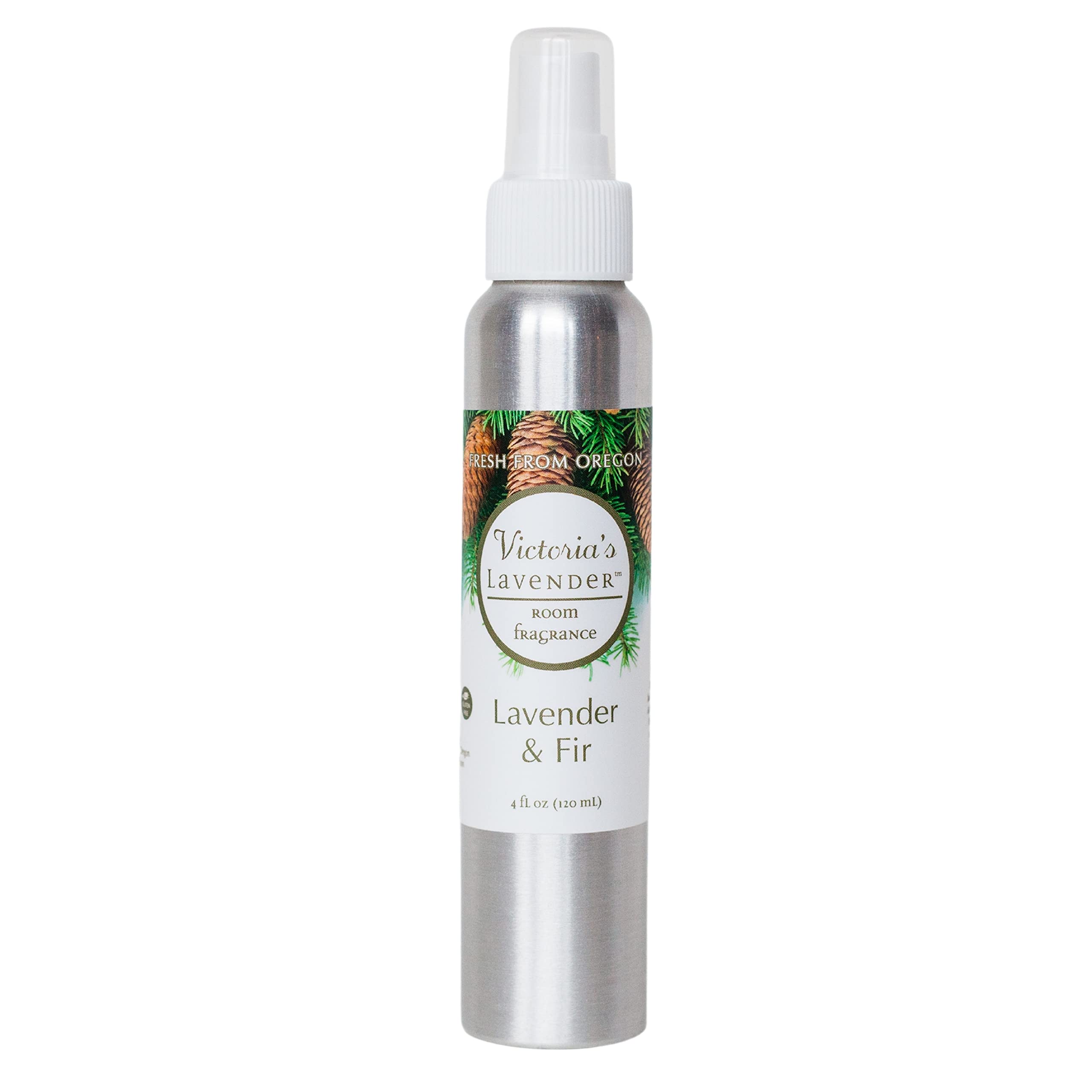 Victoria's Lavender Room Spray, All Natural Home Atmosphere Essential Oil Concentrated Room Spray Air Freshener, Bathroom Odor Eliminator, Luxury Spray Made in the USA, Lavender & Fir - 1 Pk (4 Fl Oz)