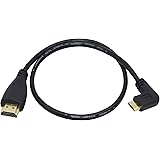 CERRXIAN 50cm 19.6inch High Speed Gold Plated Mini HDMI Right Angle Male to HDMI Male Cable (Black) R