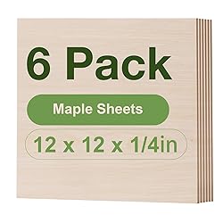 Wowood 6 Pack Maple Plywood Sheets, 12 x 12 x 1/4