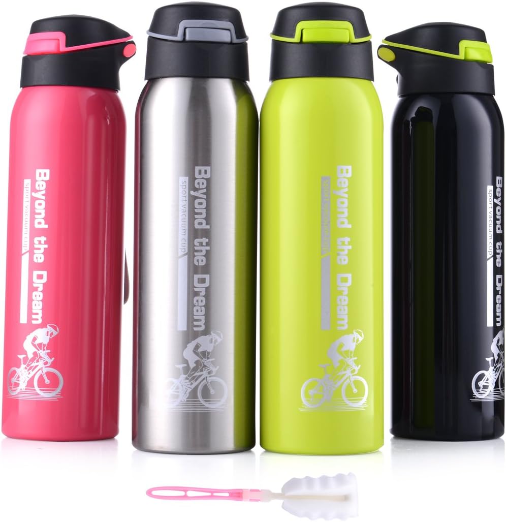 OMICE Borosilicate Glass Water Bottle BPA-Free 550/750 ml Eco Friendly Reusable Bottle with Leak-Proof Designed Grip Cap, Nylon Sleeve and Gift Sponge Brush