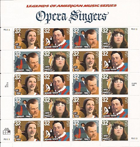 Opera Singers Sheet of Twenty 32 Cent Stamps Scott 3154-57