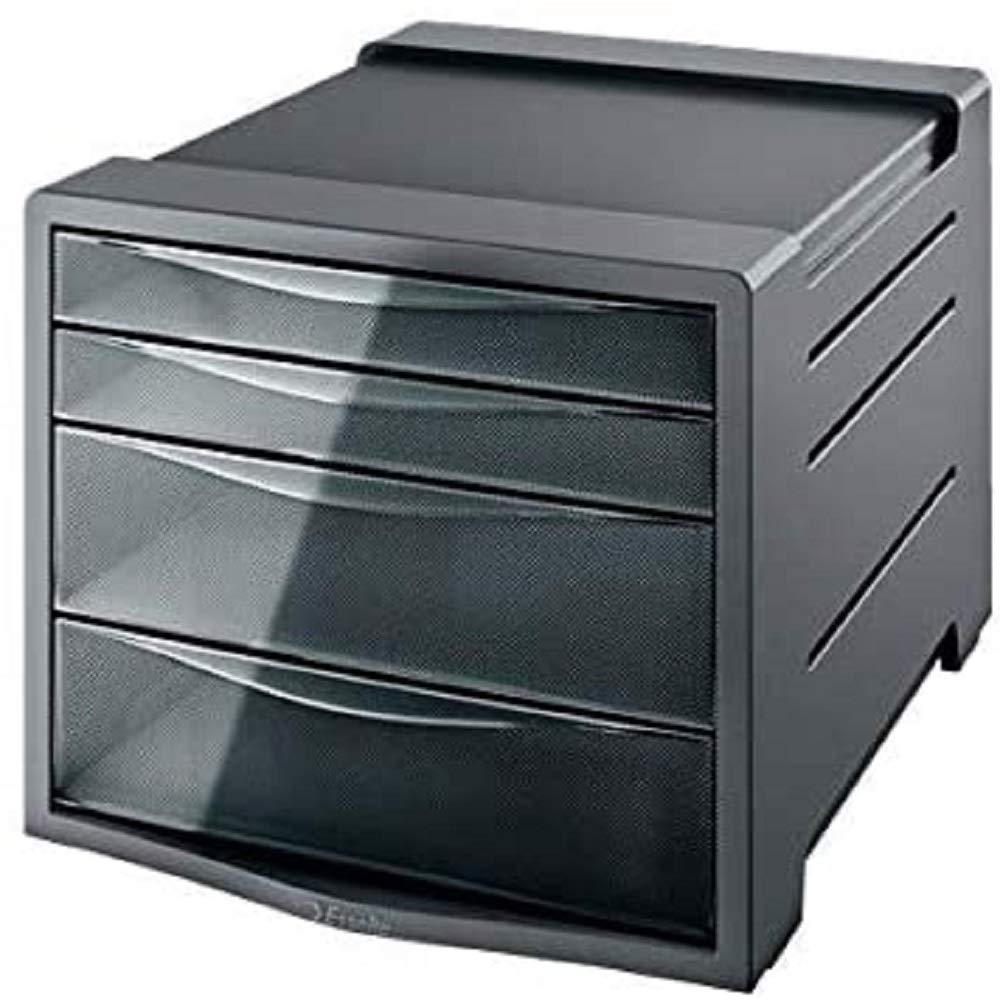 Esselte 4 Drawer Cabinet, Organiser, Intego Range, Transparent, Translucent Smoked Grey