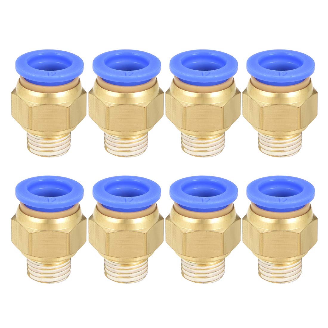 sourcing map Straight Pneumatic Push to Quick Connect Fittings G1/4 Male x 12mm Tube OD 8pcs