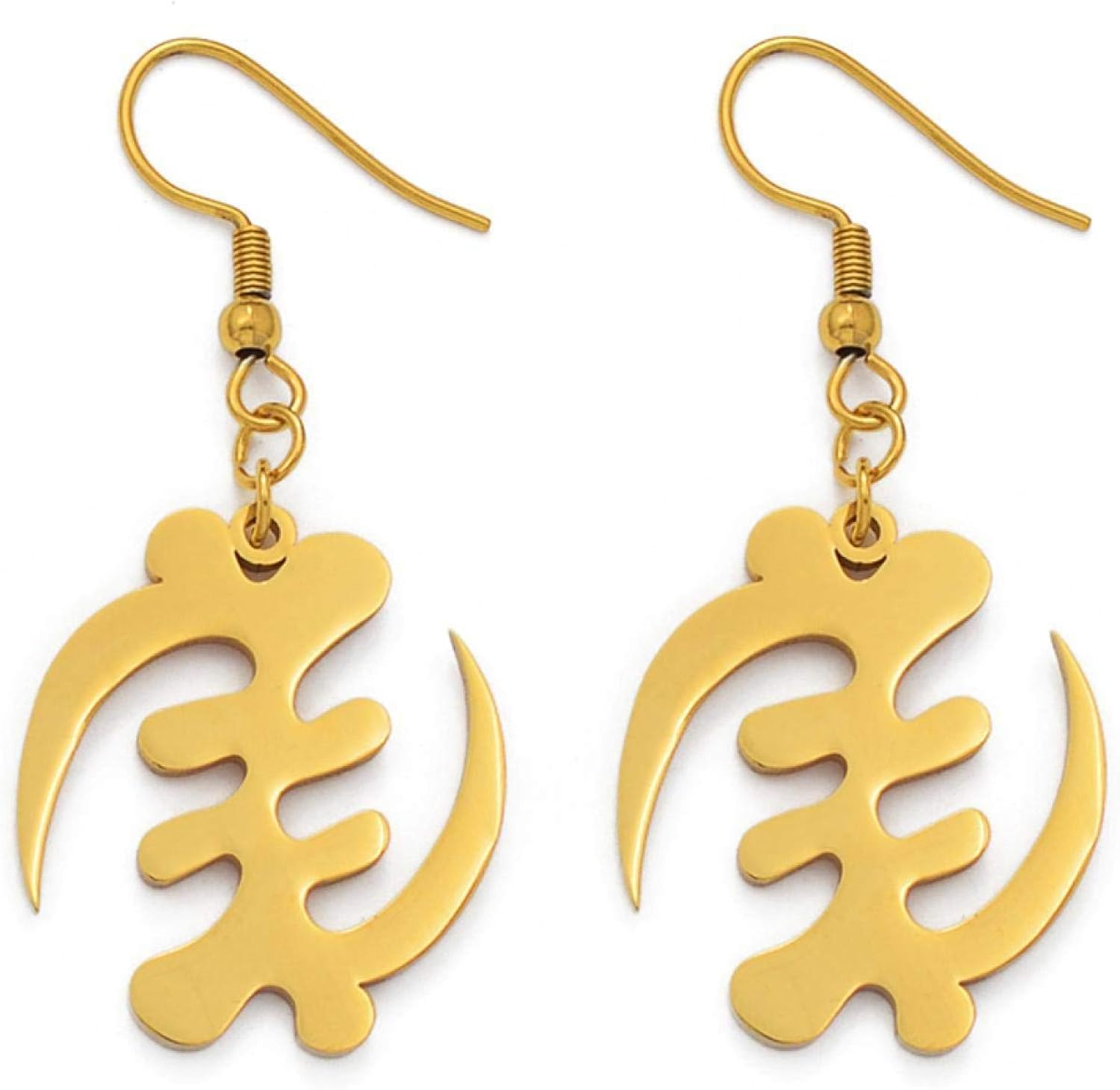 African Symbol Earrings Gold Color Stainless Steel Adinkra Gye Nyame
