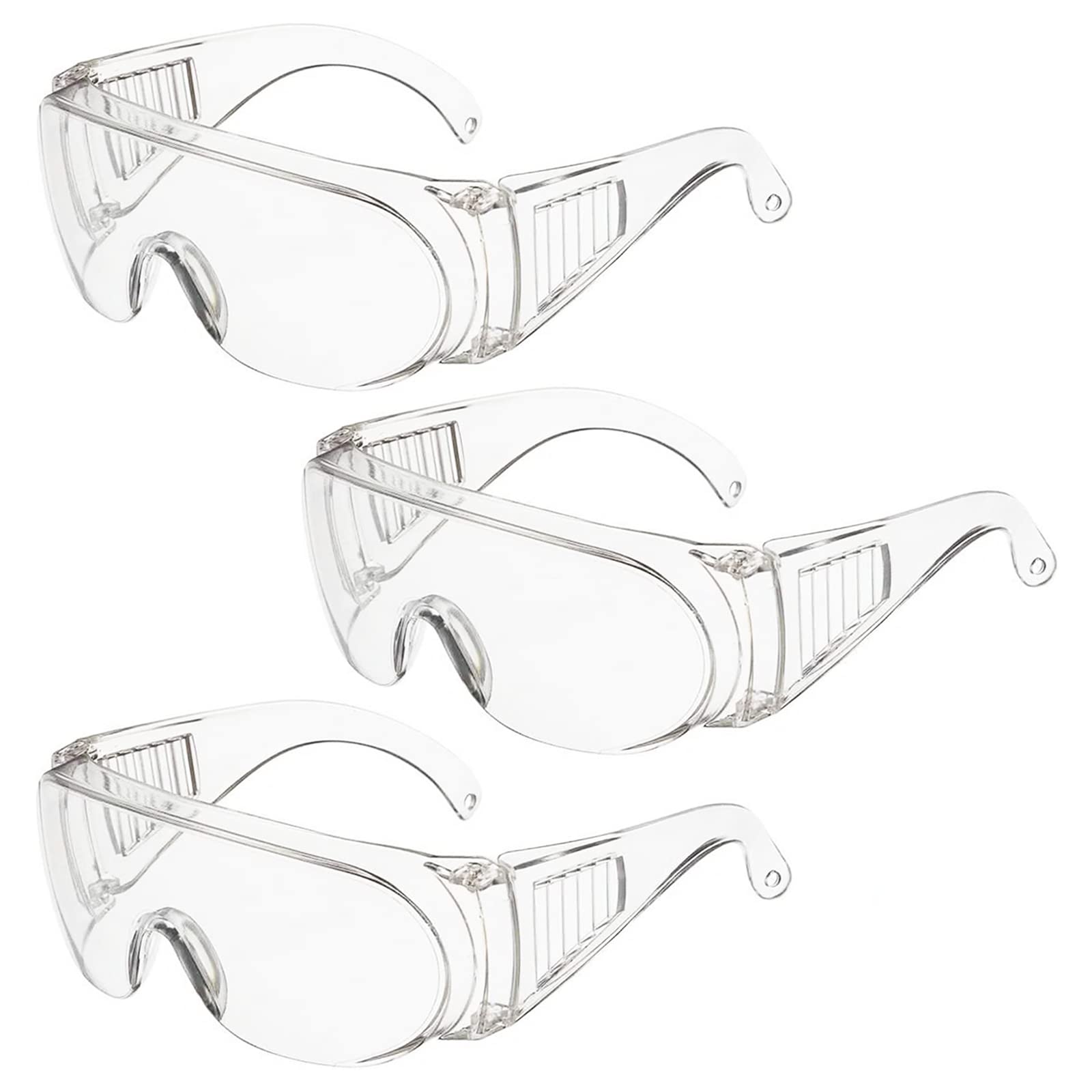 Bubuny 3 Pack Safety Glasses, Protective Glasses Anti Fog Lab Goggles Over Glasses Protective Goggle for Glasses Wearers Clear Safety Goggles for Construction Laboratory Outdoor Eye Protection