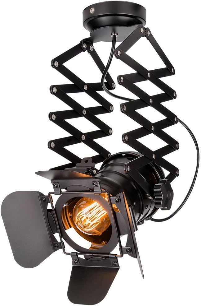 Hobaca® E27 / E26 Loft Industrielle Deckenspots Ziehharmonika-Arm Decke