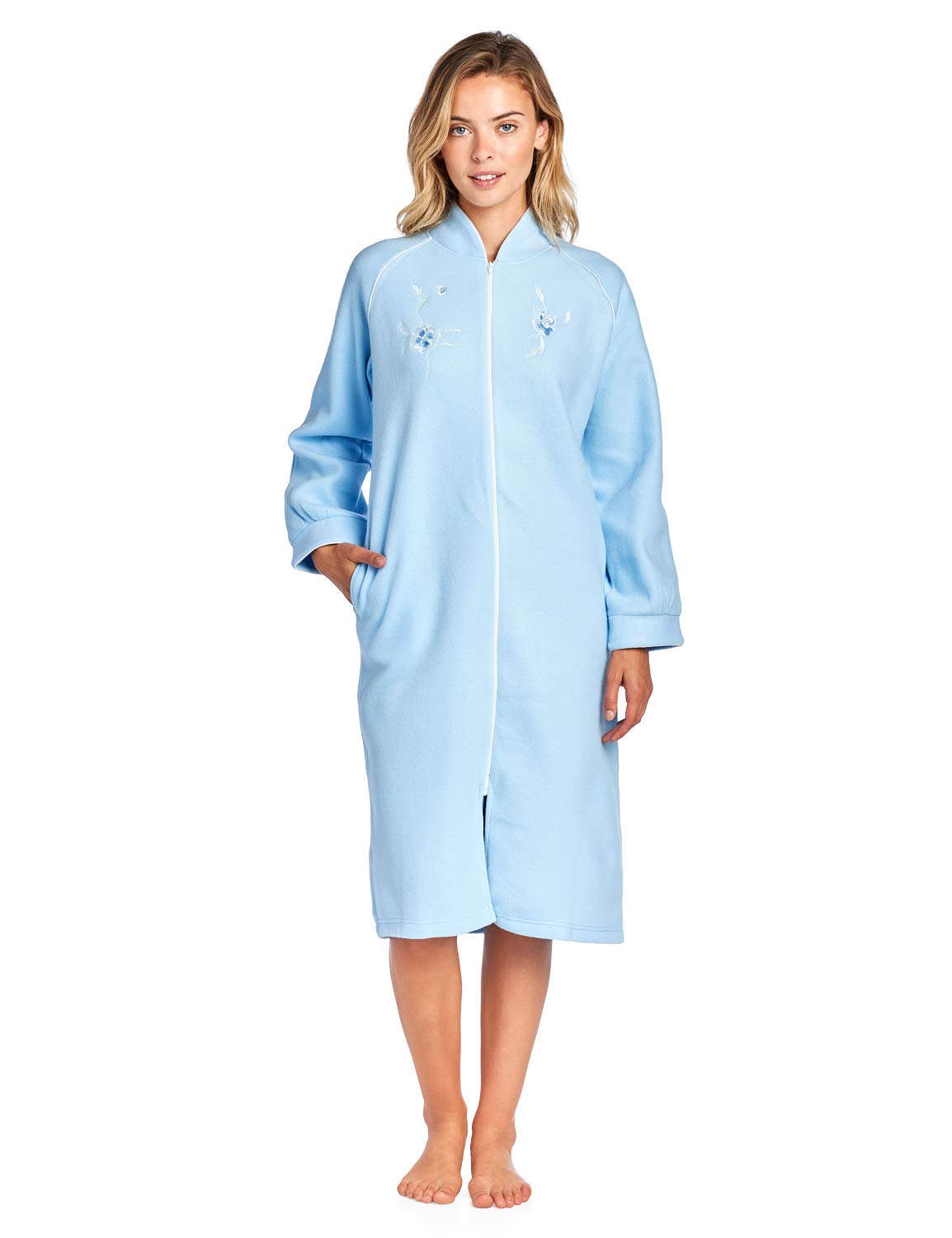 long fleece robe with zipper
