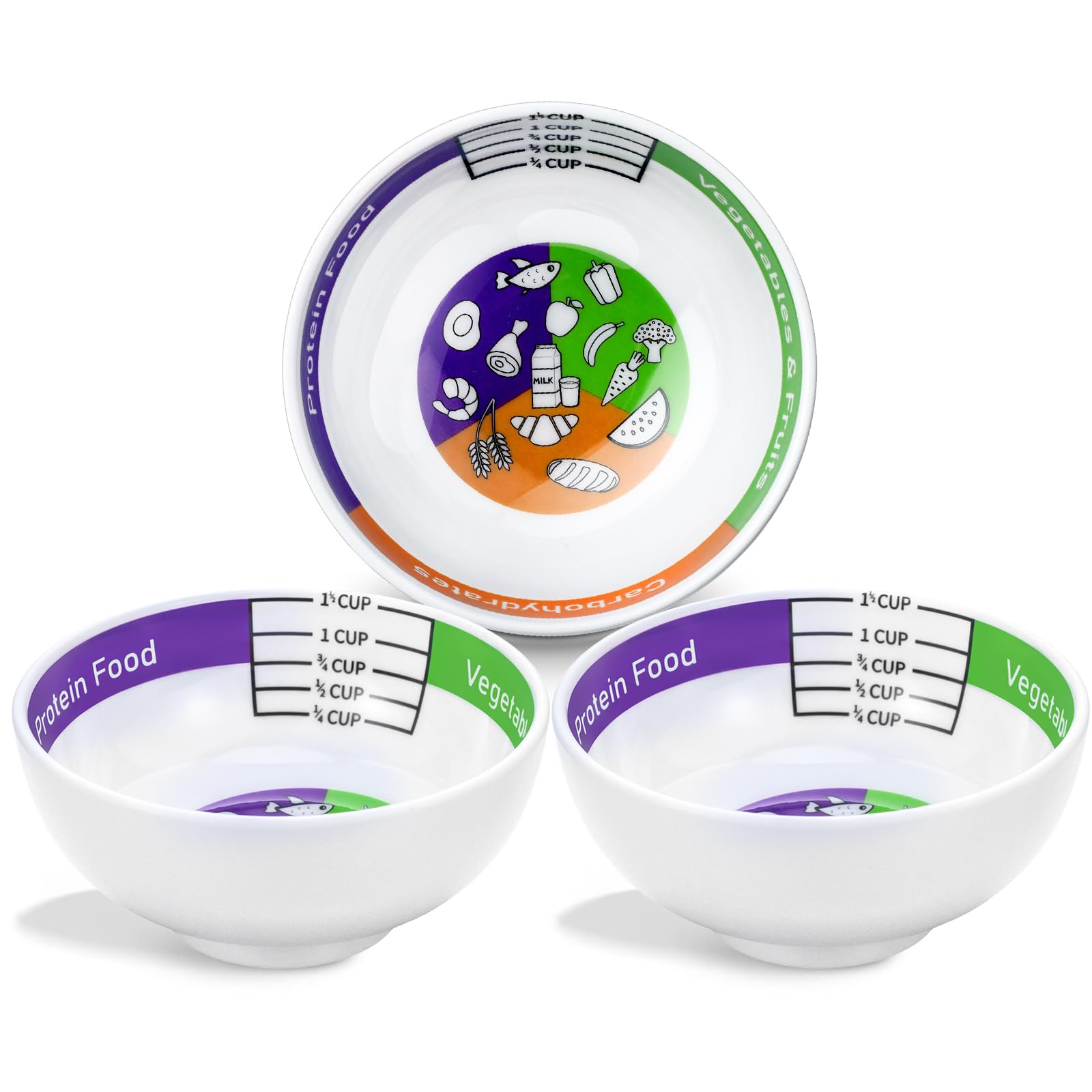 Photo 1 of 3 Pcs Portion Control Bowl Bariatric Portion Measuring Bowls for Weight Loss Balanced Eating Diabetes Surgery Healthier Diets for Adults