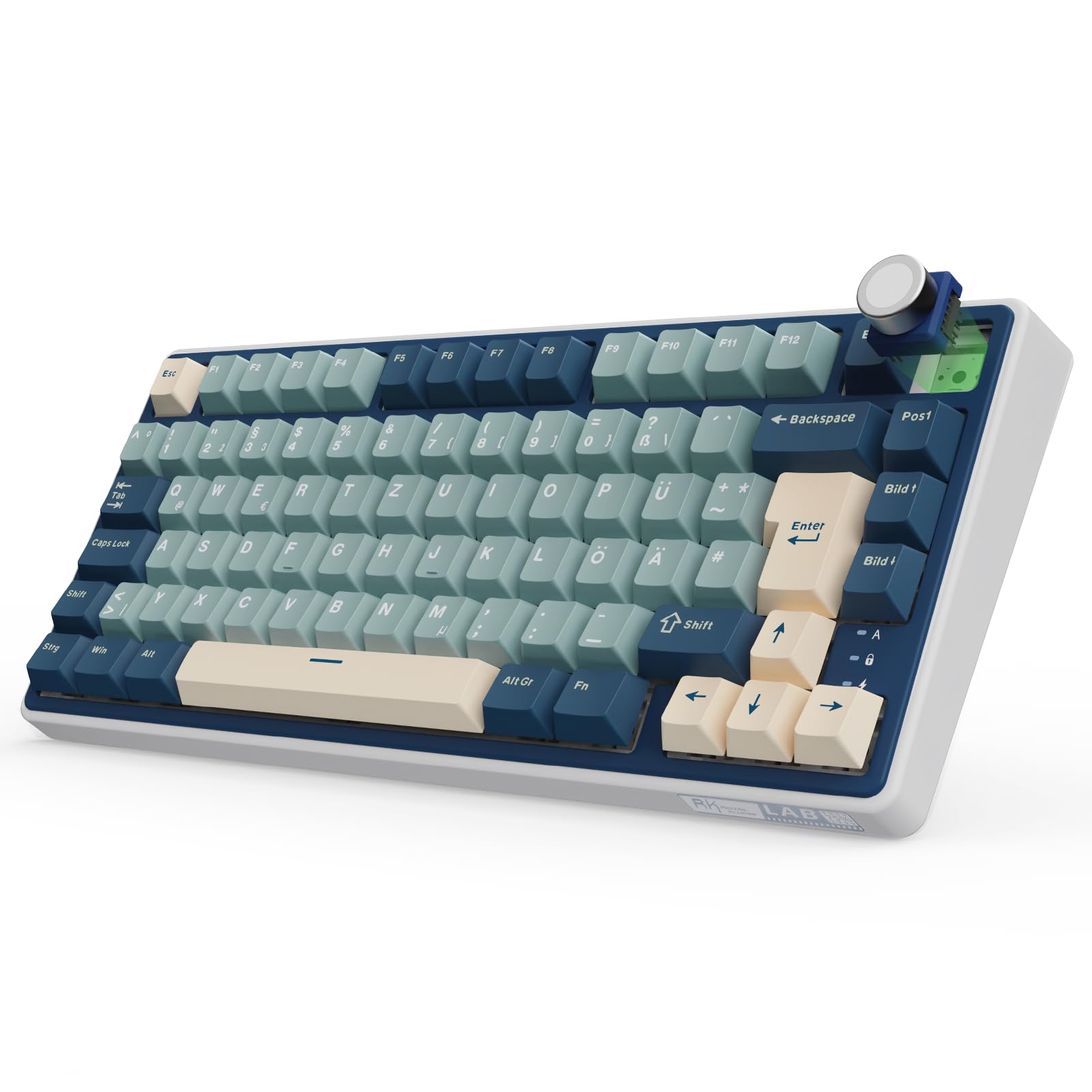 RK ROYAL KLUDGE R75 Mechanische Tastatur Kabellos 75%, Gasket Gaming Tastatur 75 Prozent TKL mit Knopf QWERTZ RGB Bluetooth/2.4G/USB-C PBT Tastenkappen QMK/VIA, Hot Swap Linearer Creamy Switches
