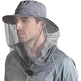 Fishing Hat Sun Protection Hat Mosquito Head Net for Outdoors Bucket Hat with Hidden Net Mesh