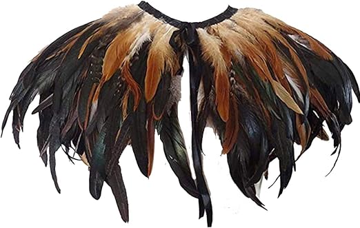 L'VOW Cape gothique noire en plumes de corbeau avec cornes maléfiques pour costume d'Halloween (style 2