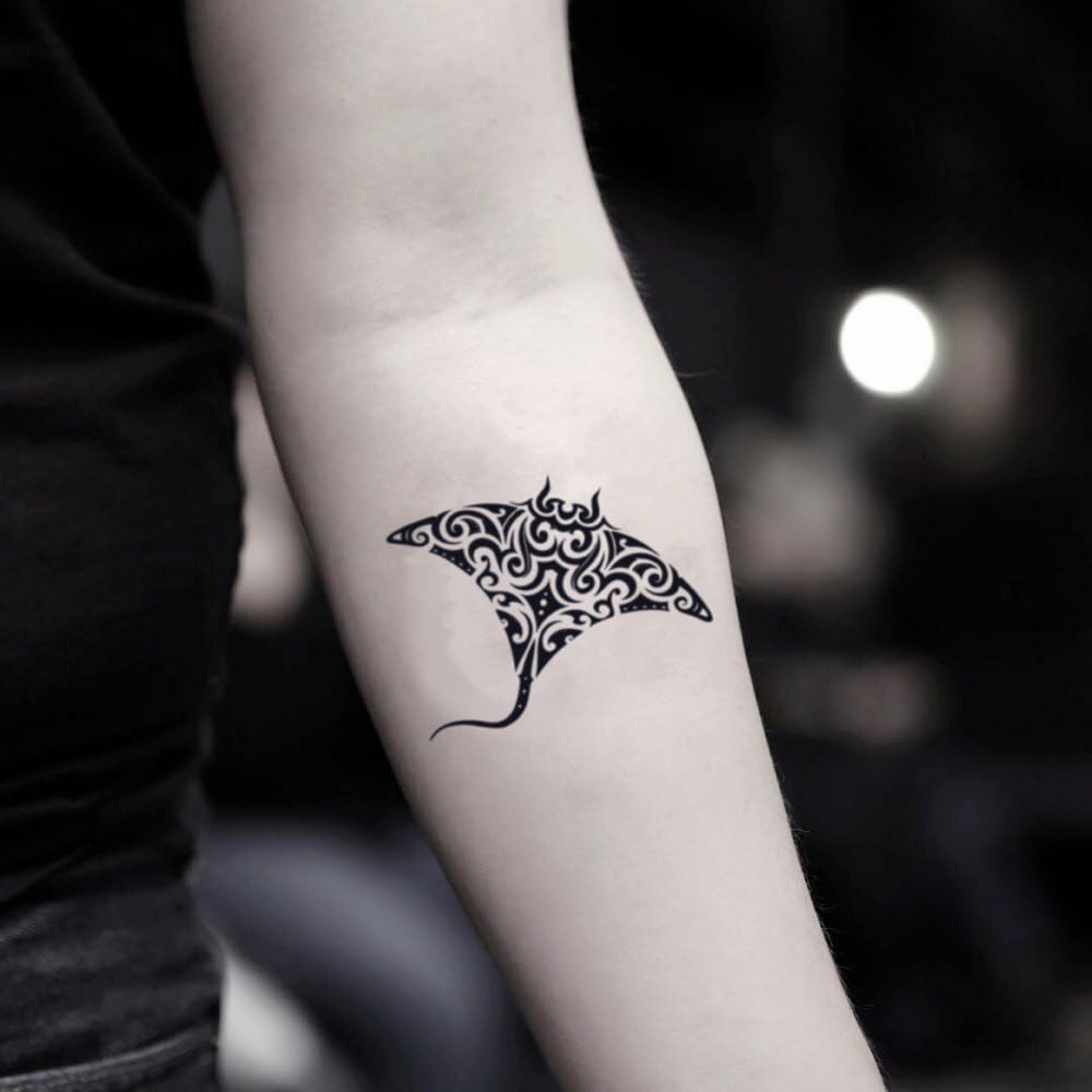 Stingray Temporary Fake Tattoo Sticker (Set of 2) - ohmytat.com