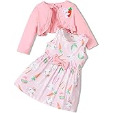 Toddler Girls Easter Day Dress and Cardigan Set Little Girls 2-Piece Easter Day Outfits Set