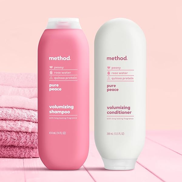 METHOD VOLUMIZING SHAMPOO, PURE PEACE WITH ROSE, PEONY, AND PINK SEA SALT SCENT NOTES, PARABEN AND SULFATE FREE, 14 OZ (PACK OF 1)
