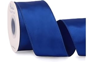 Ribbli Royal Blue Satin Wired Ribbon 2.5 Inch Royal Blue Christmas Ribbon for Gift Wrapping Wreaths Garland Tree Decoration Crafts Home Decor-Continous 20 Yards