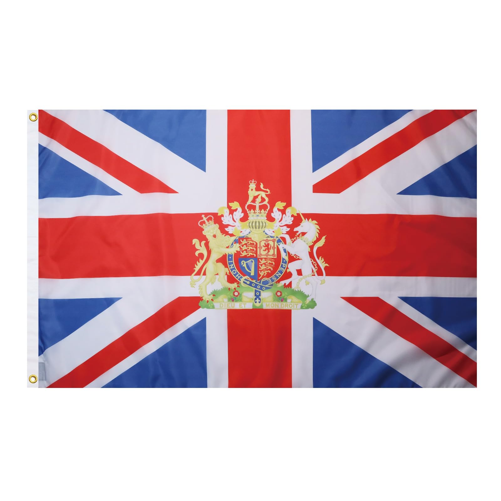 AZ FLAG - United Kingdon Coat Of Arms Flag - 2x3 Ft - 100D Polyester Uk - British - England Banner with Two Metal Grommets - Fade Resistant - Vivid Colors - 2' x 3' Feet - 90x60 Cm