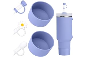 DUNLAGUE Boot and Straw Cover Set - 2pcs Silicone Boot, 3pcs Straw Cap, Bottom Protector for Stanley Cup H2.0 30oz & 40oz, Exact Color Match with Stanley, Accessories