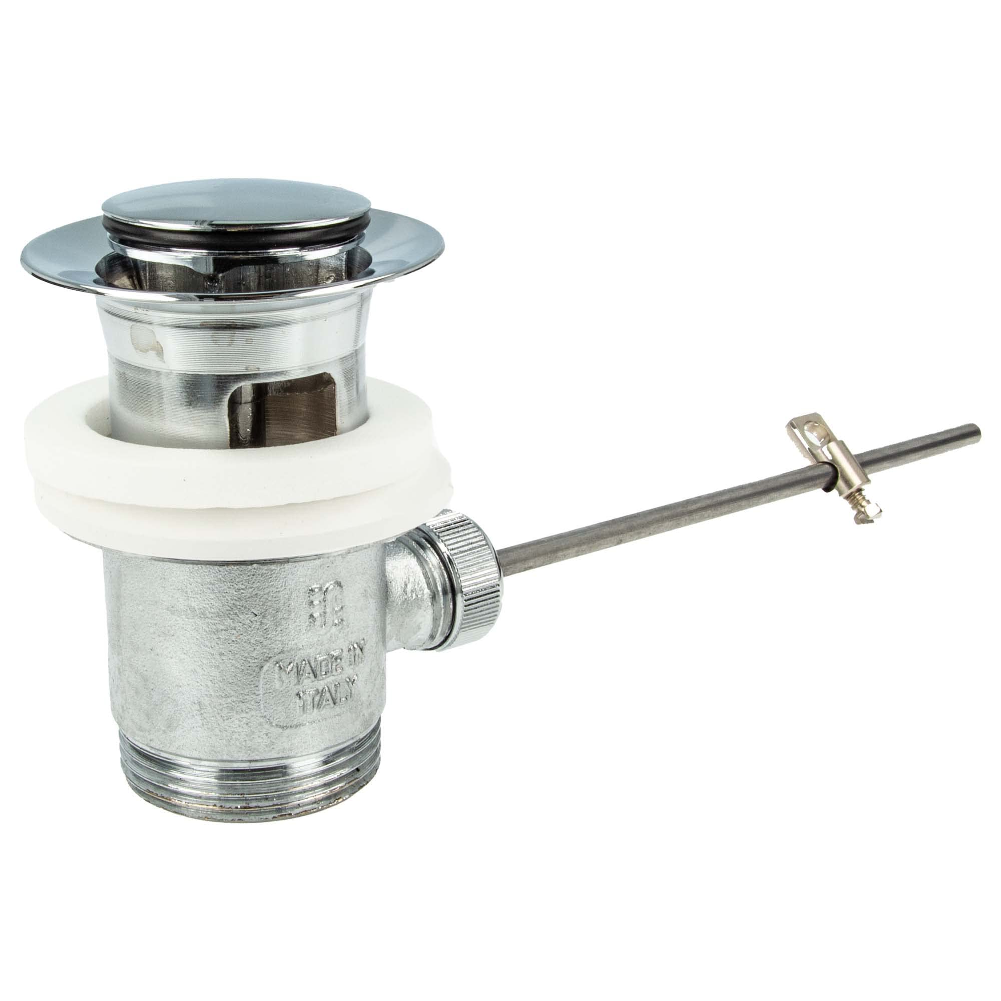 tecuro Eccentric Drain and Overflow Fitting Chrome-Plated Brass/Sandblasted for Washbasins with Overflow