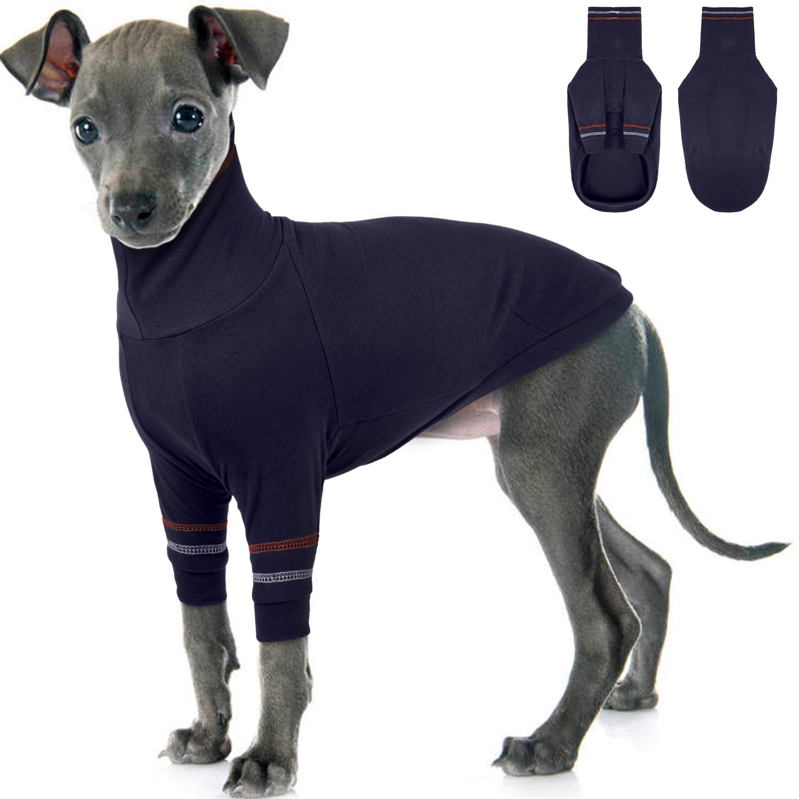 OUOBOB Greyhound Dog Sweater, Italian Coat for Small Dogs, Whippet Pullover Turtleneck Stretchy Knit Sweatshirt, Thermal Clothes Pajamas Sighthounds Jumpsuit for Cold Weather S