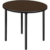 Regency Kee 30 in. Small Round Breakroom Table- Neo Walnut Top, Black Folding Legs