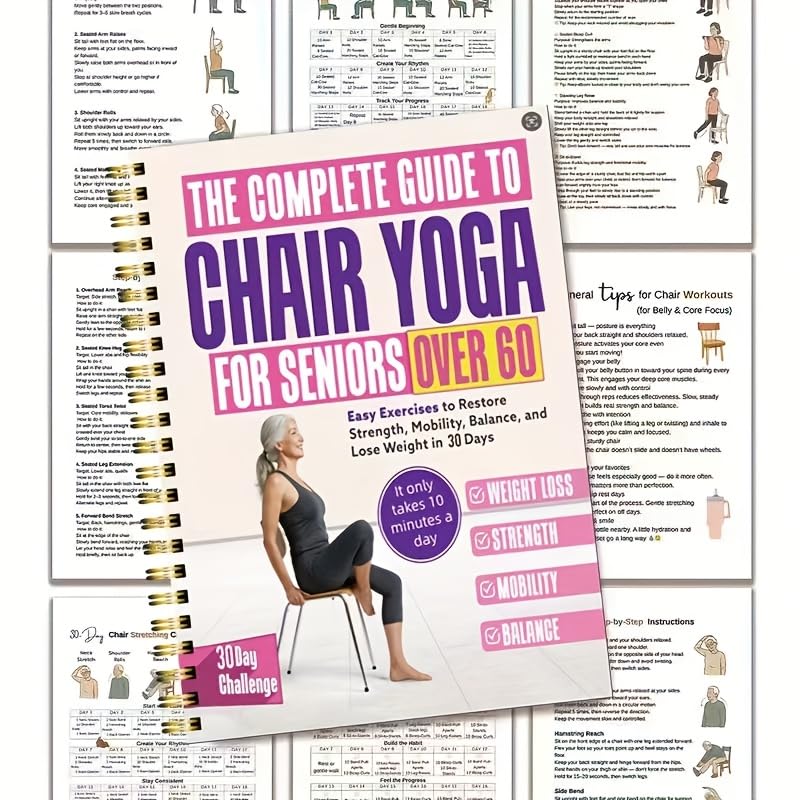Chair Yoga for Seniors Over 60: 30-Day Seated Challenge for Weight Loss, Balance & Easy Workouts - No Standing Needed