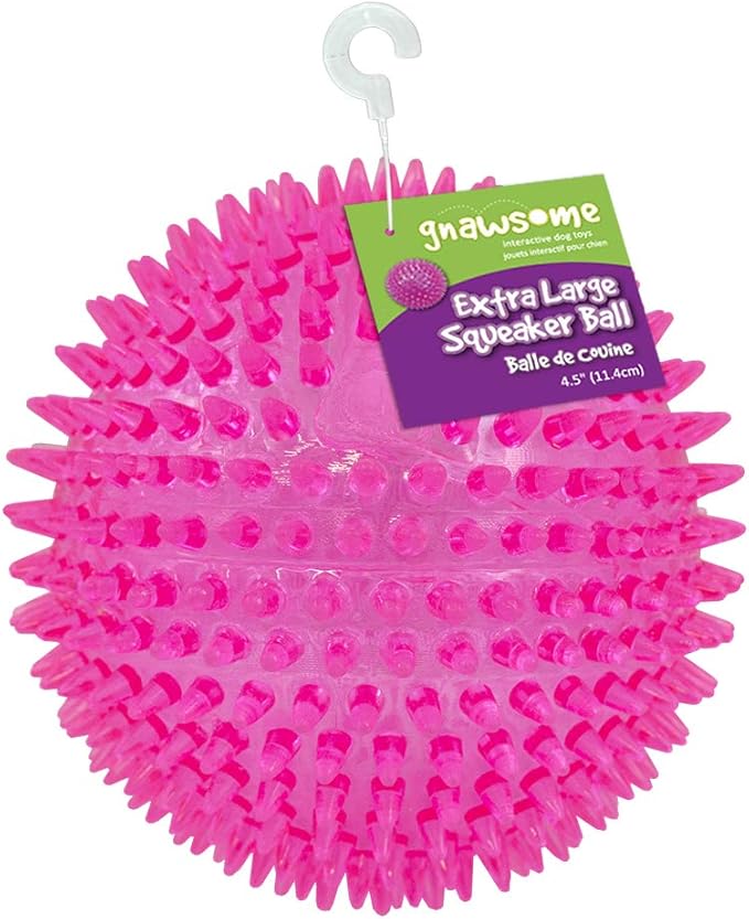 Gnawsome Large Squeaker Ball Dog Toy, Extra Large 4.5" h, Colors will