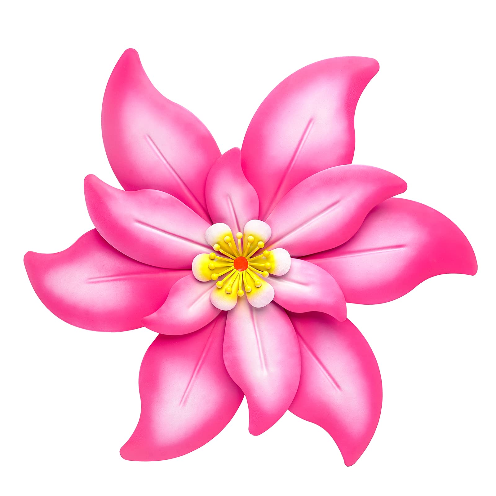 SONGXIN Metal Flowers Wall Decor - Hot Pink Wall Art Decorations Indoor or Outdoor Hanging for Bathroom Livingroom Bedroom 13.5 Inch