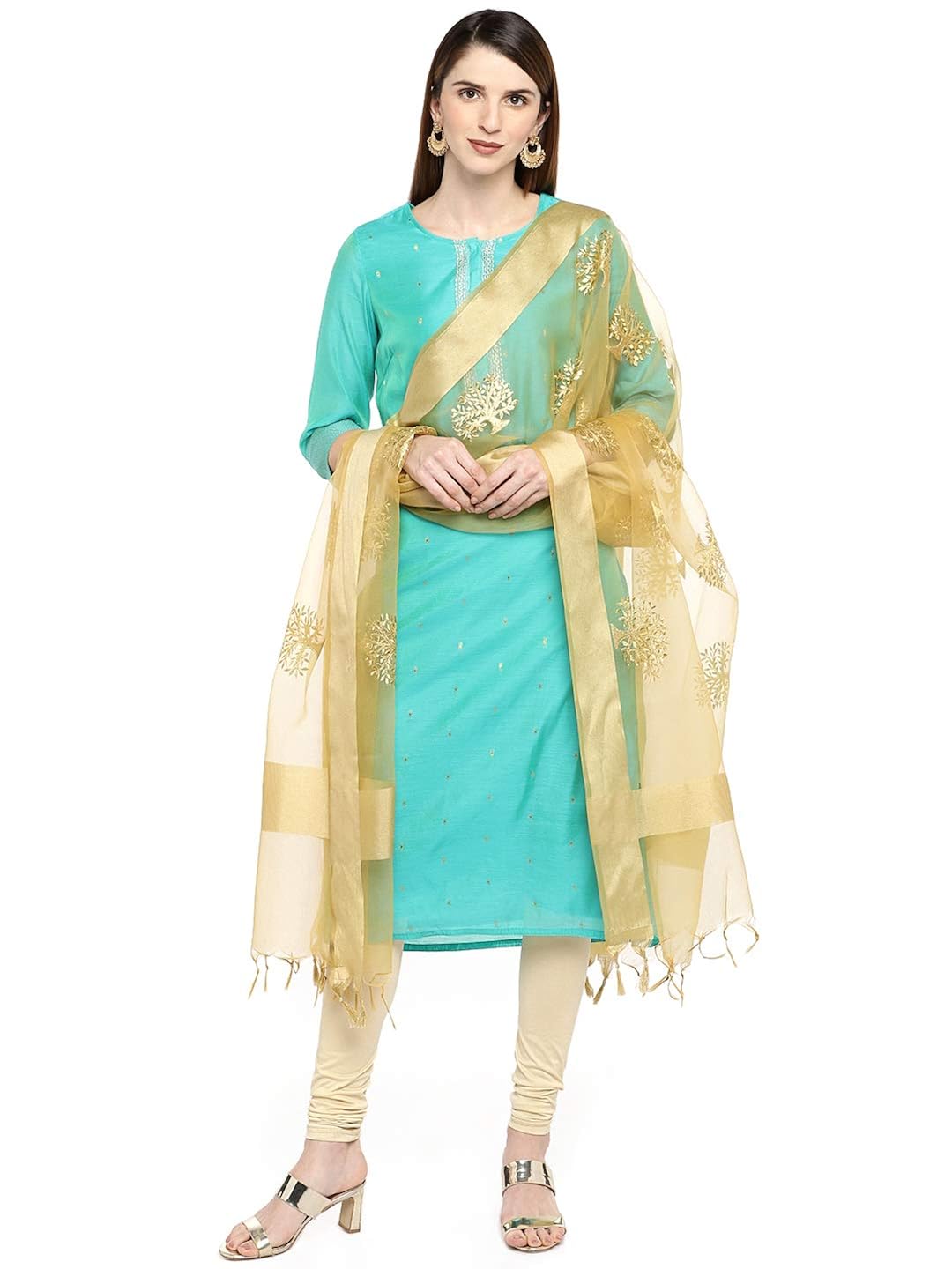 dupatta bazaar woman's organza dupatta with gold embroidery.