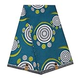 pqdaysun African Super Wax Print Fabric Ankara Fabric Wax Material 6 Yards for Sewing Dress Clothing (Blue Coral)