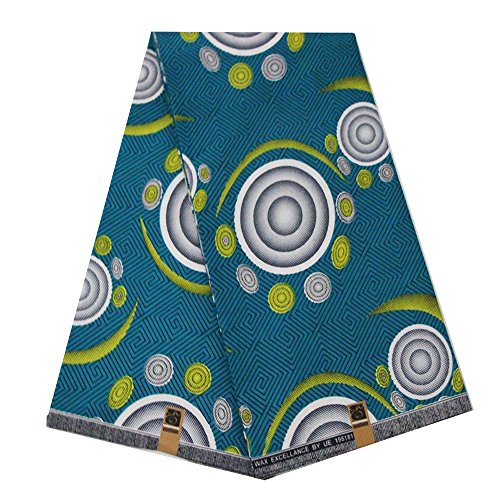 pqdaysun African Super Wax Print Fabric Ankara Fabric Wax Material 6 Yards for Sewing Dress Clothing (Blue Coral)