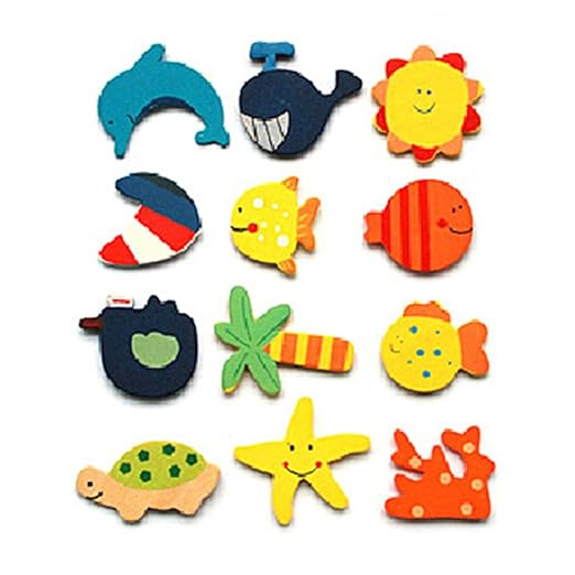 display08 12 pcs Cute dibujos animados de madera imán para nevera ...
