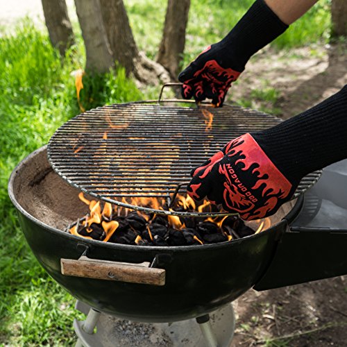 Extreme Heat Resistant Gloves - BBQ Gloves, Hot Oven Mitts, Charcoal Grill, Smoking, Barbecue Gloves for Grilling Meat Gloves, Insulated, Silicone Non-Slip Grips, U.S. Safety Tested - BBQ Dragon - Thumbnail 3