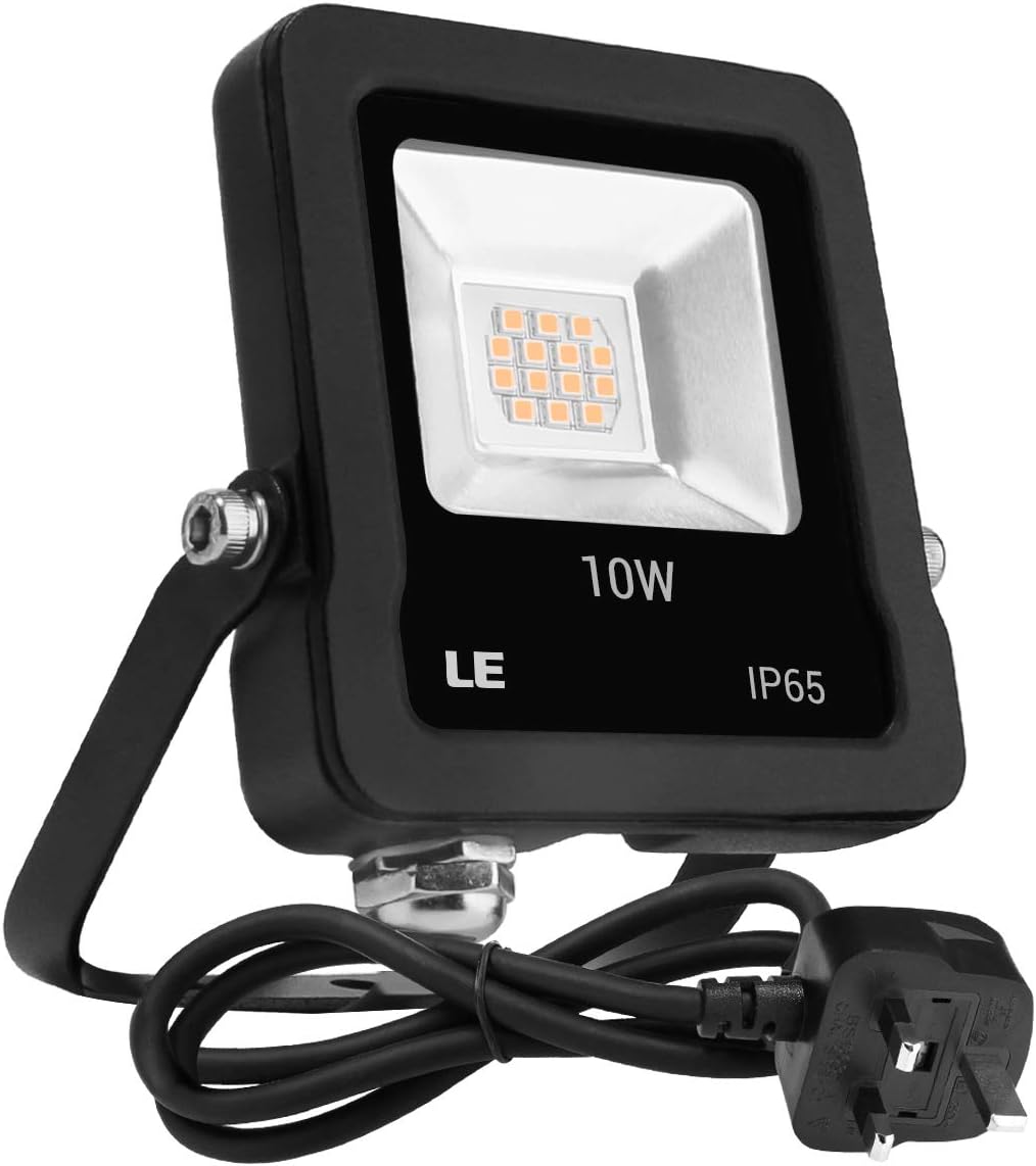 LE 10W Plug in LED Floodlight, Warm White 3000K, 800 Lumen Outdoor