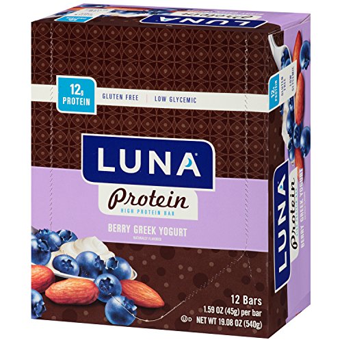 LUNA PROTEIN - Gluten Free Protein Bar - Berry Greek Yogurt - (1.59 Ounce Snack Bar, 12 Count)