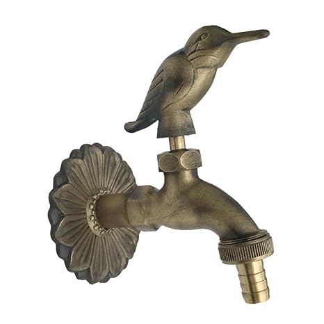 Outdoor Faucet Bird Spigot Solid Brass Antique Finish Garden Tap