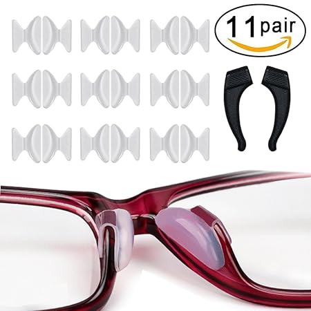 Rutschfeste Nasenpads, 10 Paar 2,5 mm Non-slip Silicone Nose Pads Adhesive mit Ohrhaken Grip Holder, für Brillen Sonnenbrille