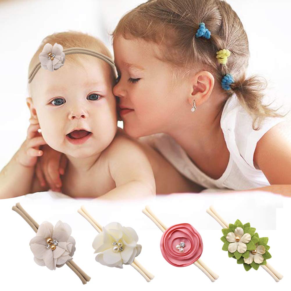 Baby Girl Stretchy Headband,10pcs Flower Baby Hair Band Rabbit Ears Baby Headband Bowknot Hair Accessories for Newborn Infant Toddlers Kids