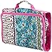 Boho Patchwork Print Cosmetic Makeup Organizer Hanging Bag with Pink Trim
