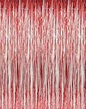 GIFTEXPRESSⓇ Set of 2 Metallic Red Foil Fringe Curtain set of 2/Photo Backdrop/hanging Tinsel/Hanging curtain/foil fringe window cutain/doorway curtain/entrance curtain
