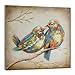 SEVEN WALL ARTS - Abstract Love Birds Picture Hand Painted Modern Vintage Animal Painting Colorful Quirky Birds Artwork for Bedroom Kitchen Room Living Room Home Decor 24 x 24 Inch