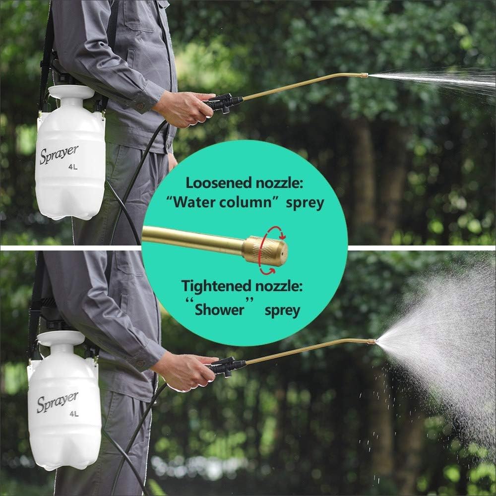 ITISLL 1Gallon Garden Pump Sprayer Portable Yard & Lawn Sprayer with Brass Wand and Shoulder Strap for Weeds Plants (619NK4) : Garden & Outdoor