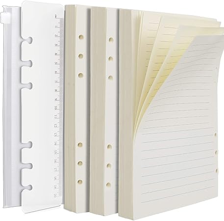 Amazon Leobro システム手帳リフィル 手帳リフィル 3冊セット A5リフィル ファスナーポケット付け ブックマーク付け ルーズリーフ A5サイズ ６穴 クリーム色 横罫8mm 240枚 メモ ビジネス手帳 文房具 オフィス用品 文房具 オフィス用品
