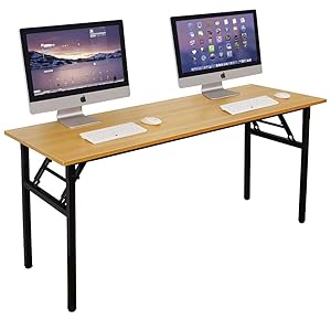 Need Computer Desk Office Desk 63 inches Folding Table with BIFMA Certification Computer Table Workstation No Install Needed, Teak AC5BB-160