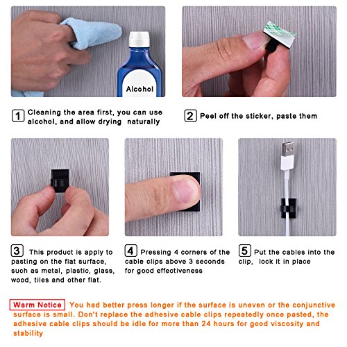 eBoot-100-Pieces-Adhesive-Cable-Clips-Wire-Clips-Cable-Wire-Management-Wire-Cable-Holder-Clamps-Cable-Tie-Holder-for-Car-Office-and-Home