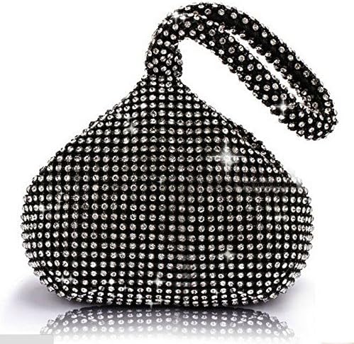 SHANGTOP Women's Evening Clutch Handbag Triangle Full Rhinestones Purse for Party Prom Wedding (Black)